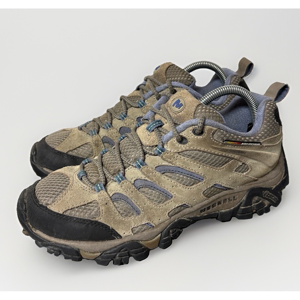Merrell Moab V Leather Hiking Shoe Women's Sz 9.5 Aluminum Marlin J57758 Vibram